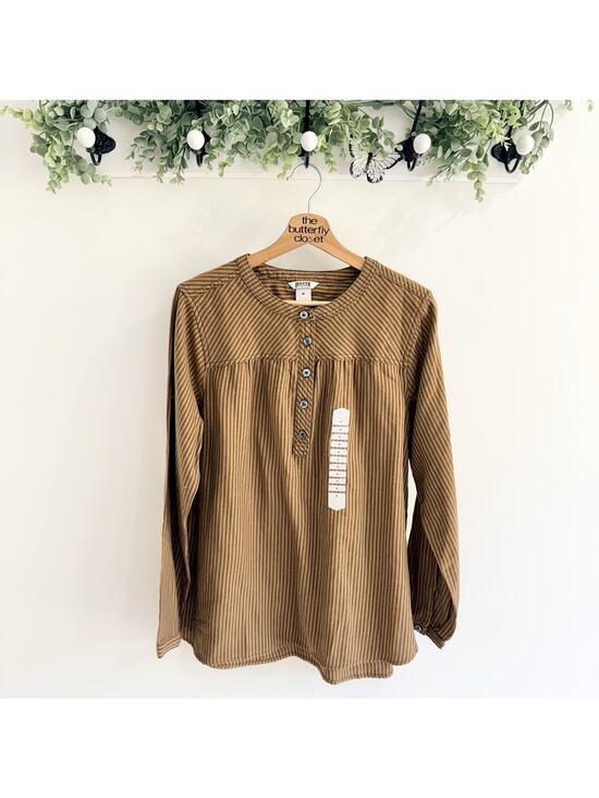 Duluth Tops - Duluth Trading Women’s Seawool Lightweight Flannel Blouse Henley Striped Size M